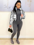 Manteau col rabattu et fermetures éclair pour femmes