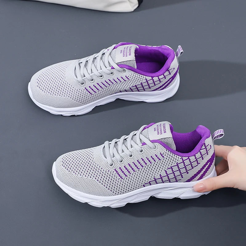 Chaussures de sport plates en maille respirante pour femmes