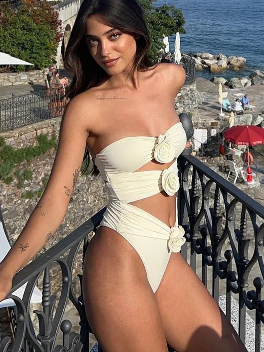 Maillot de bain une pièce leurs bandeau monokini évider pour femmes