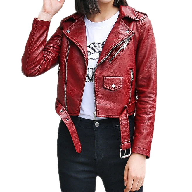 Veste en cuir Pu pour femmes