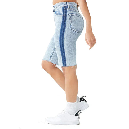 Short en jean pour femmes, haute élasticité, Slim, longueur aux genoux