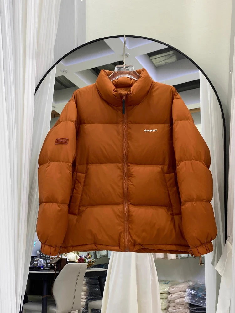 Doudoune courte et ample à col vertical pour homme et femme