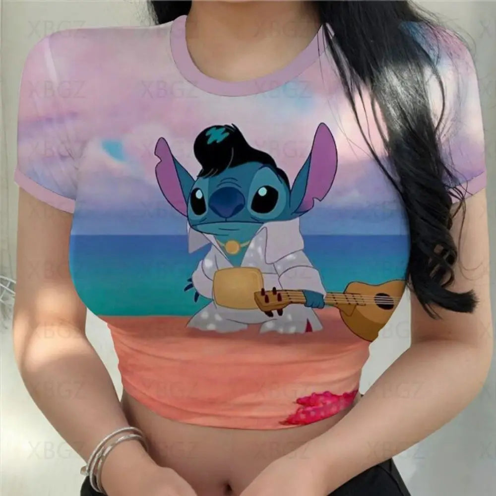 T-shirt Disney stitch pour femmes haut court