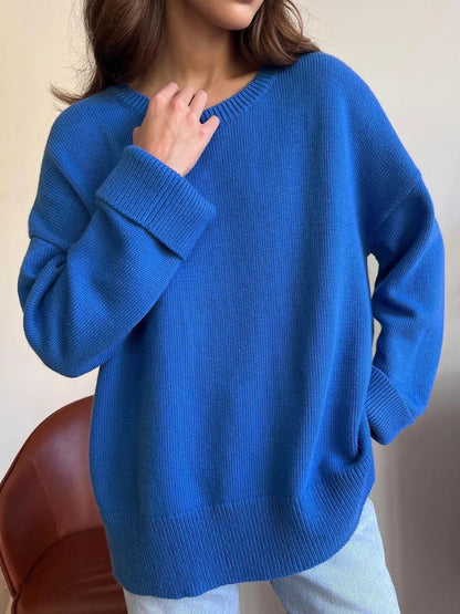 Pull à Col Rond pour Femme, Vêtement Fendu