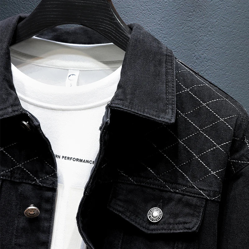 Veste en jean multi-poches pour hommes