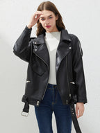 Blouson en similicuir PU femme noir pour femmes