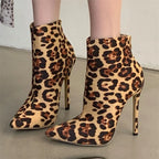 Bottines léopard bout pointu pour femmes