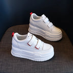 Baskets à plateforme en cuir véritable pour femmes