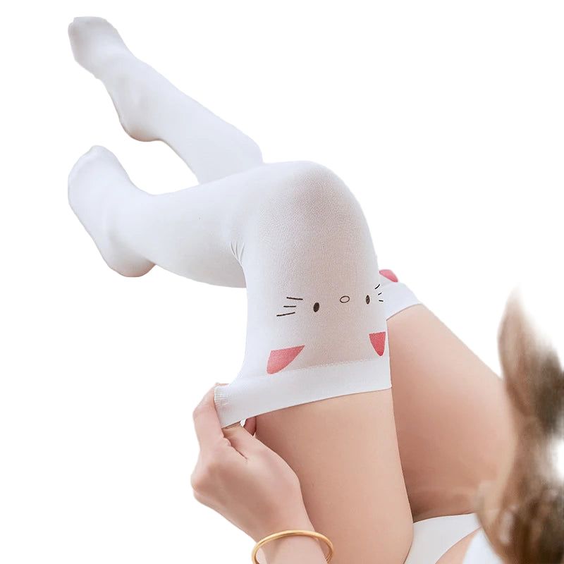 Bas longs tubes Sexy chat mignon en velours pour femmes