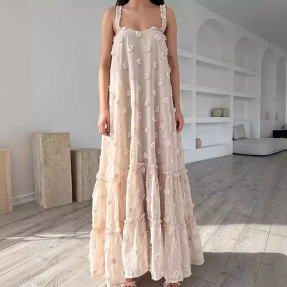 Robe Maxi à fleurs roses pour femmes, élégante, décontractée, ample, longue