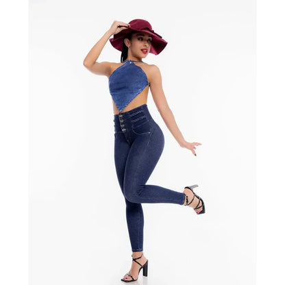 Jean taille haute en Denim pour femmes