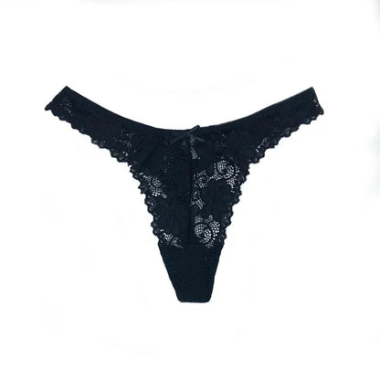 String en dentelle pour femme, taille basse, sous-vêtement transparent