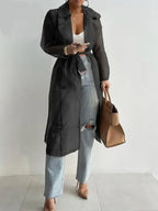 Manteau boutonné à manches longues pour femmes