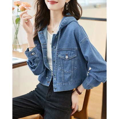 Veste en Jean à capuche pour femme, Vintage