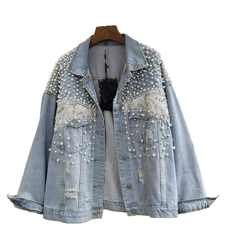 Veste en jean à trous tendance pour femme