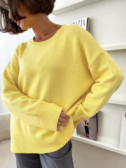 Pull à Col Rond pour Femme, Vêtement Fendu