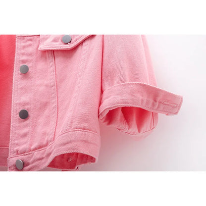 Vestes en jean courtes et fines roses pour femmes