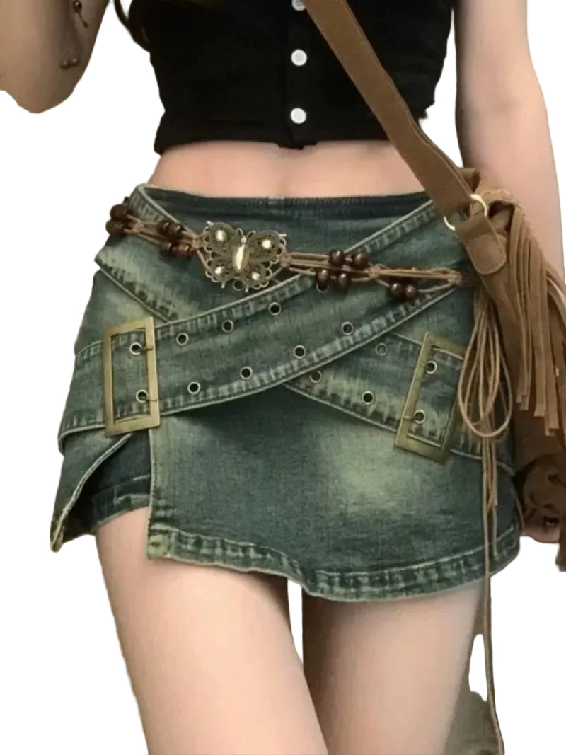 Mini-jupes en jean taille haute pour femme