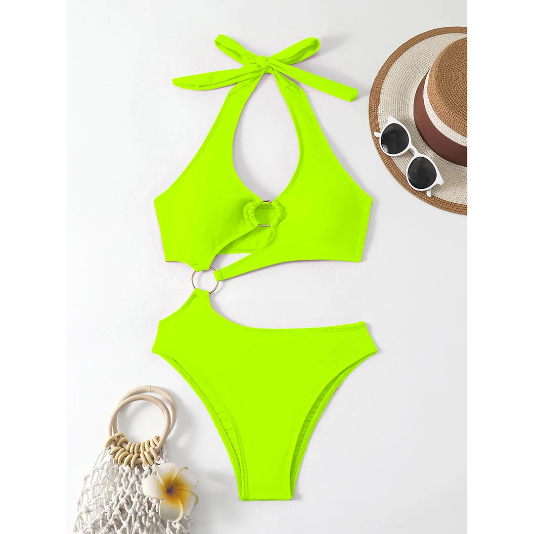 Maillot de bain une pièce asymétrique dos nu sexy pour femmes