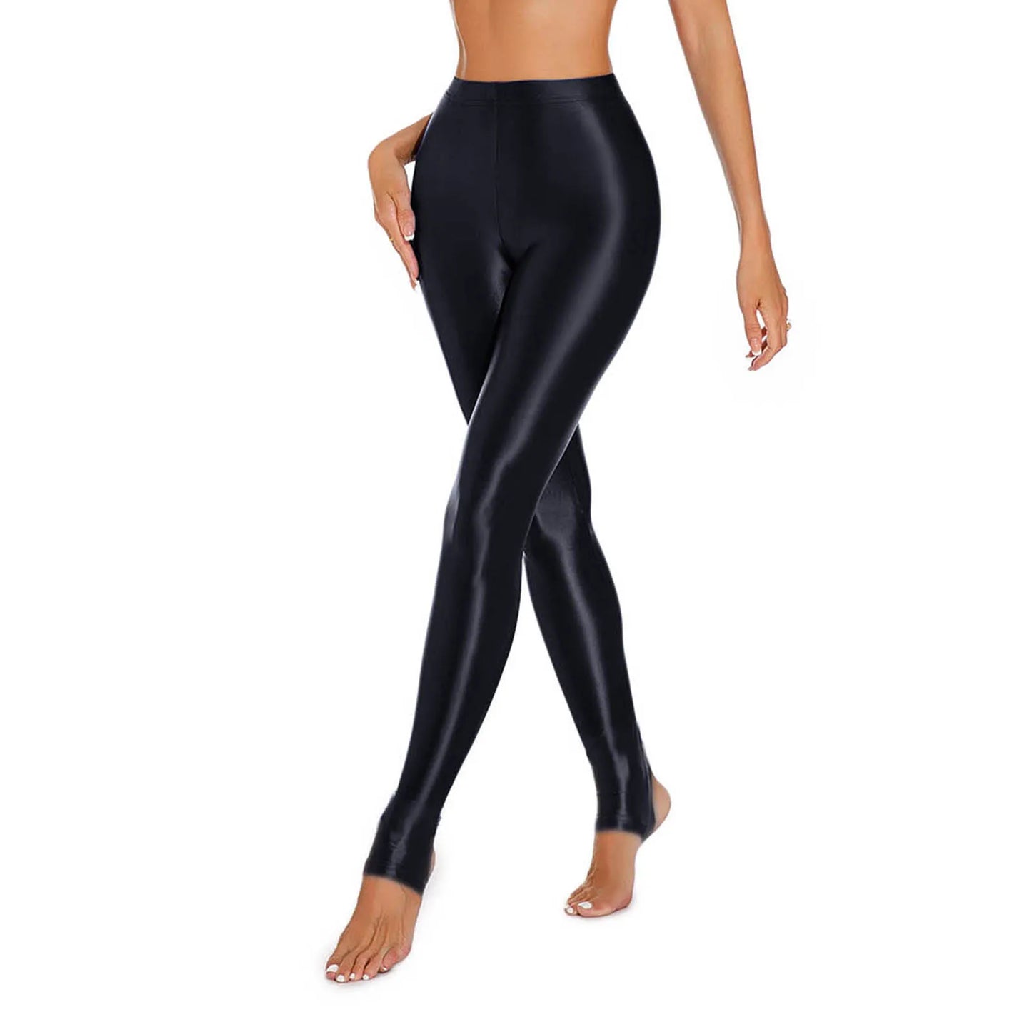 Leggings taille haute brillants pour femmes