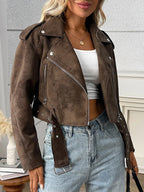 Veste vintage ample faux cuir pour femmes