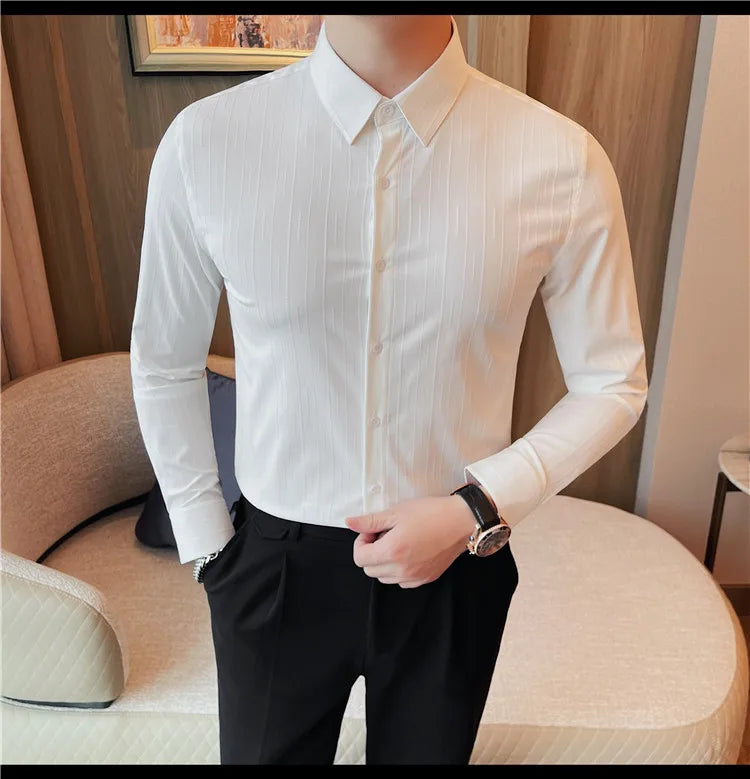 Chemises rayées à manches longues pour hommes