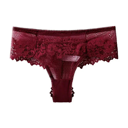 String en dentelle pour femme, taille basse, sous-vêtement transparent