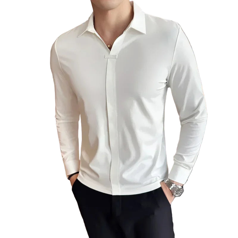 T-shirt à manches longues et col en v pour hommes