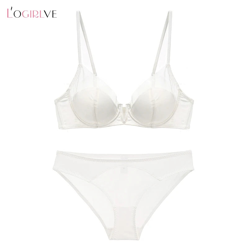 Ensemble de lingerie en dentelle transparente, soutien-gorge push-up pour femmes