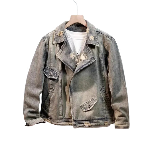 Veste en jean délavé vintage pour hommes