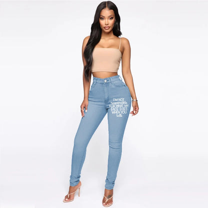 Jean imprimé taille moyenne pour femme