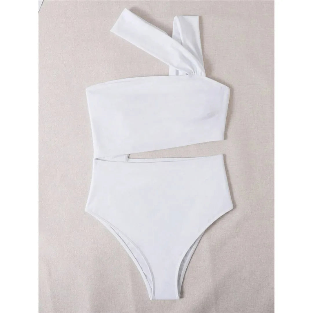 Maillot de bain une pièce découpé asymétrique pour femmes