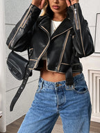 Veste vintage imitation cuir pour femme