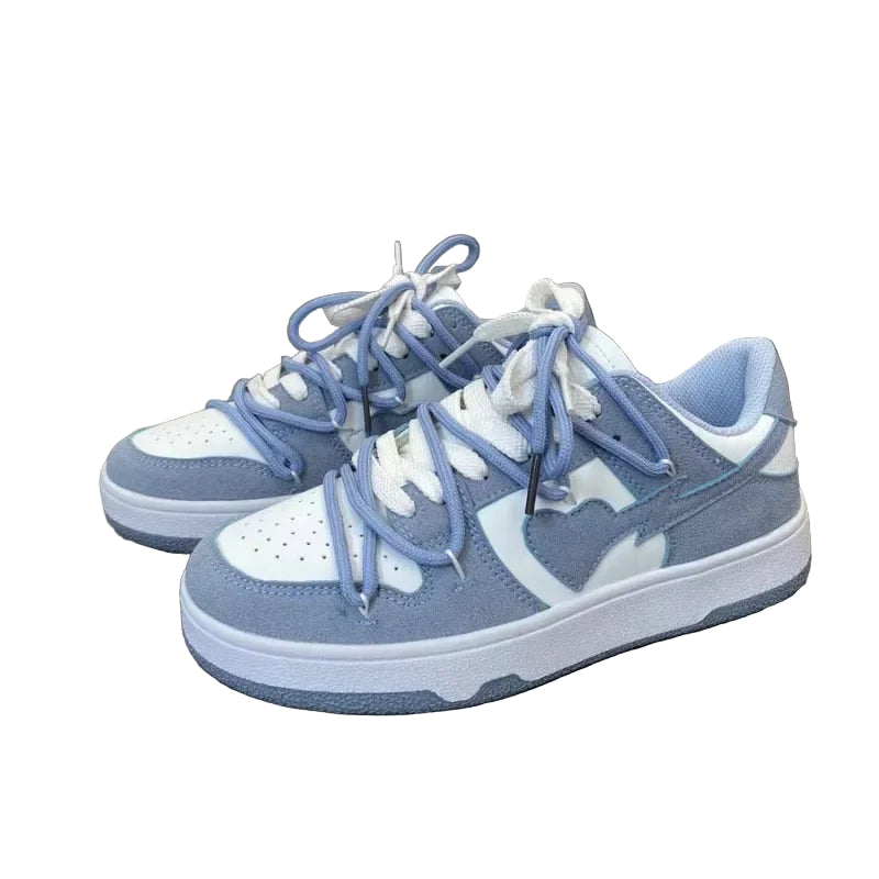 Baskets de course bleues à lacets pour femmes