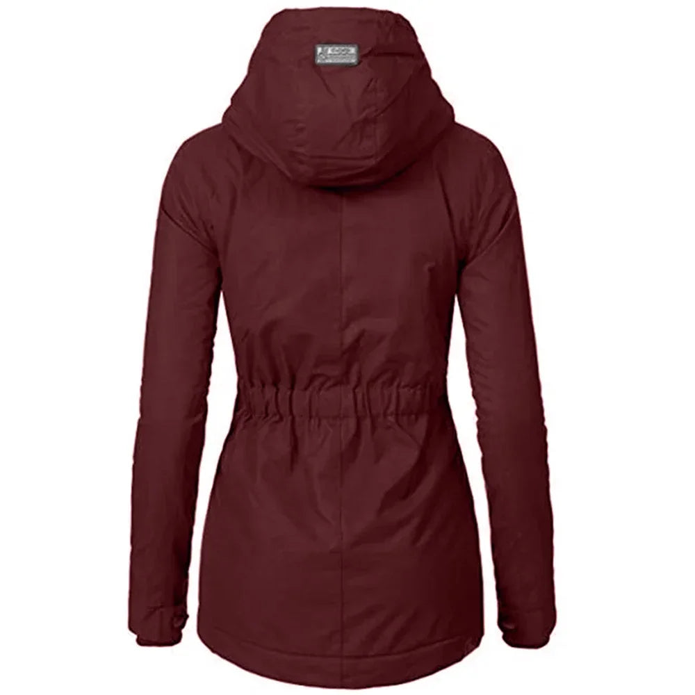 Veste à capuche en coton Mi-Longue pour femmes