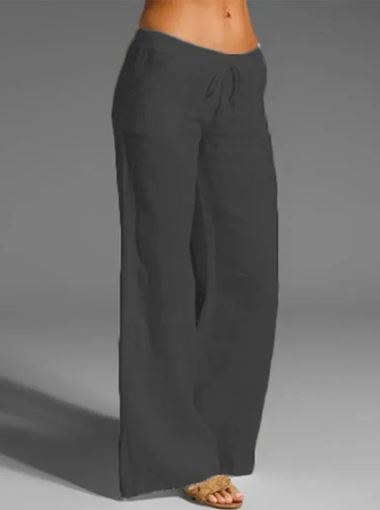 Pantalon d'été en coton et lin pour femme, surdimensionné jambes larges