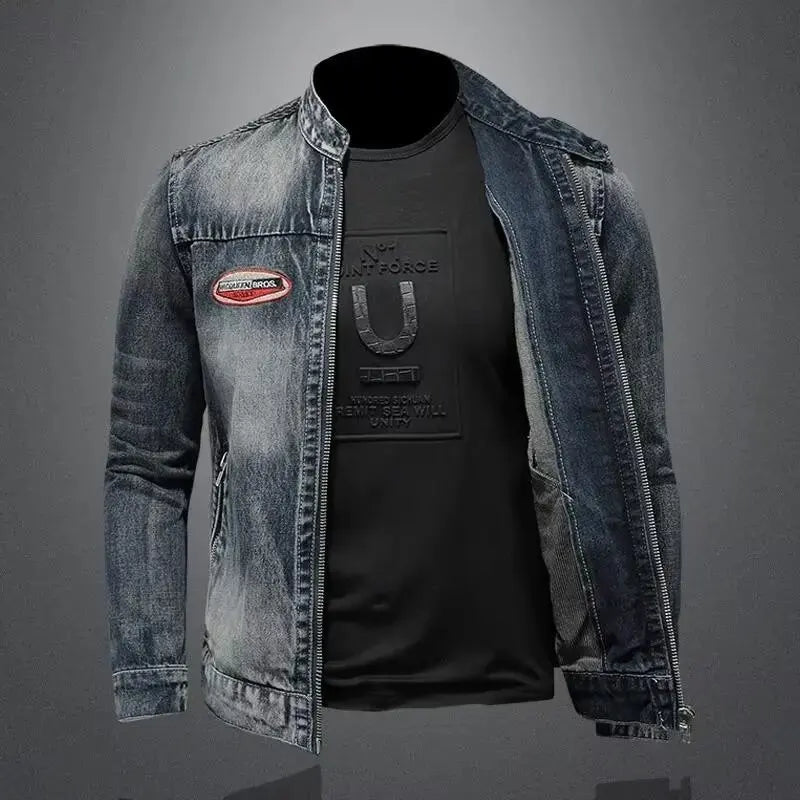 Veste en jean à fermeture éclair pour homme