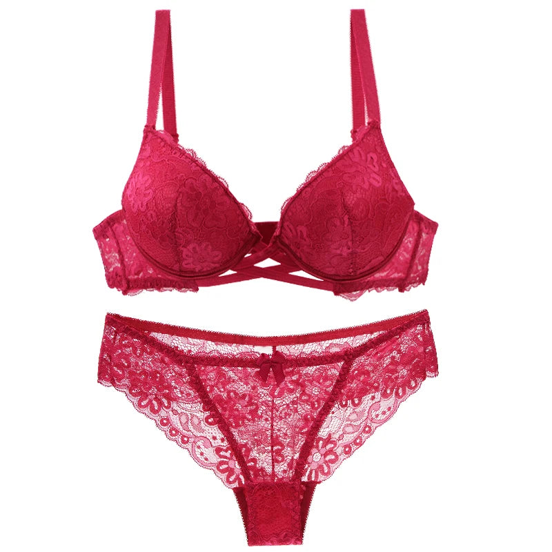 Ensemble de lingerie sexy en dentelle florale pour femmes