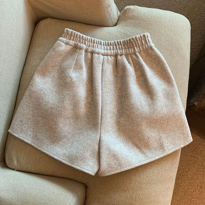 Short en laine pour femme, couleur unie