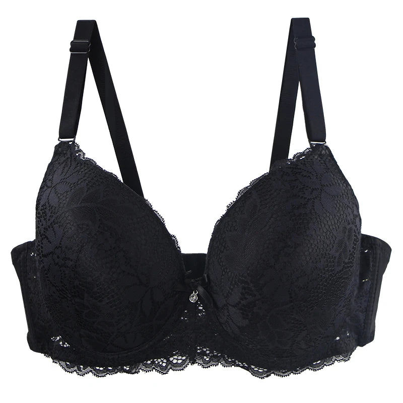 Soutien-gorge push-up sexy en dentelle avec nœud floral pour femmes