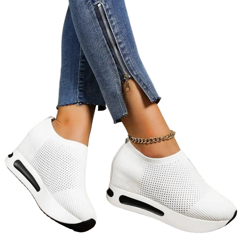 Baskets à plateforme en maille respirante pour femmes
