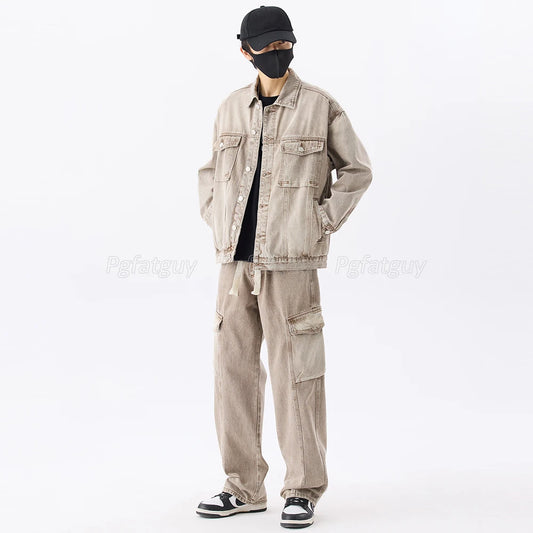 Veste en jean délavée rétro pour hommes