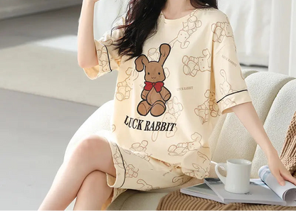 Ensemble de pyjama en coton à manches courtes pour femmes