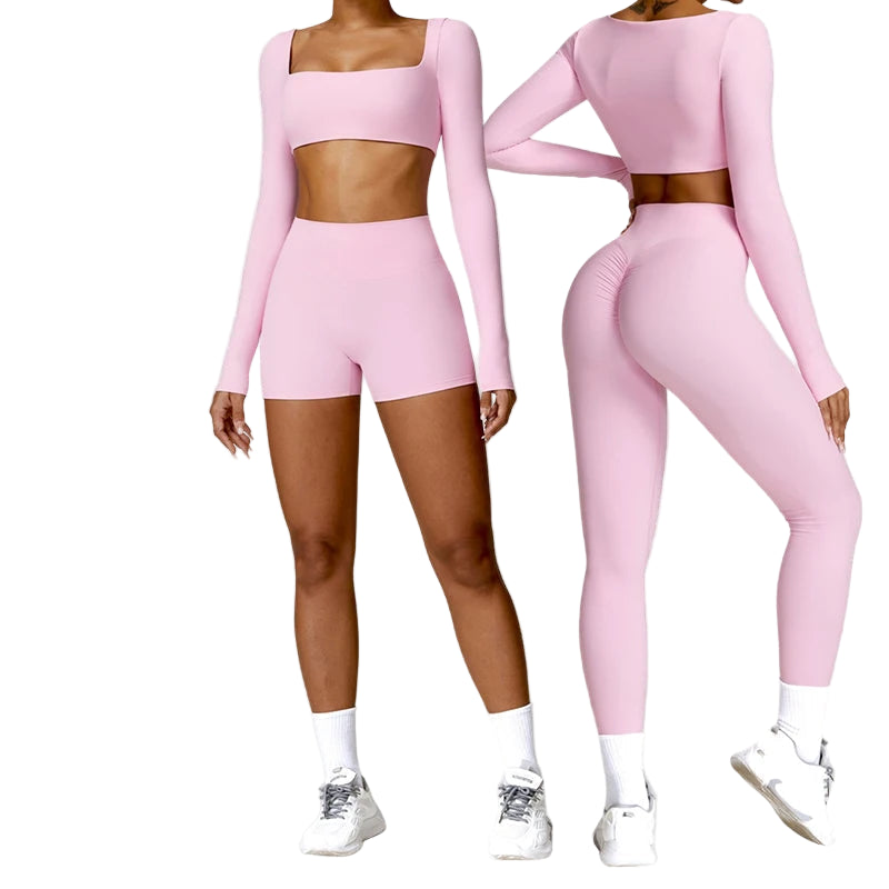 Haut de sport tricoté à manches longues pour femmes