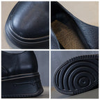 Baskets à semelle compensée en cuir véritable pour femmes