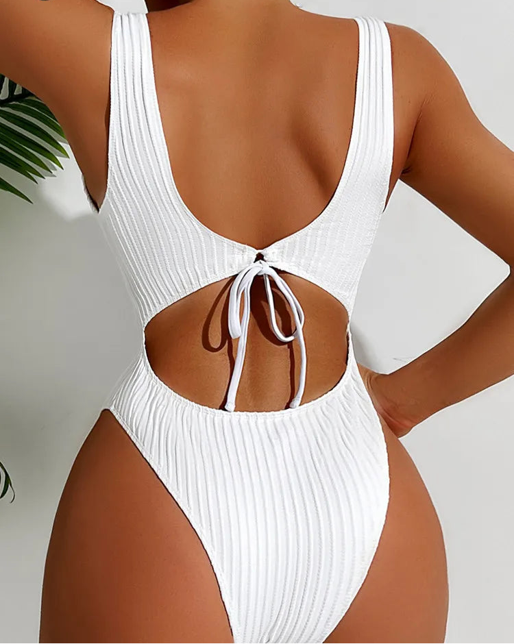 Maillot de bain une pièce à bretelles, sexy, coupe haute, dos nu, pour femmes