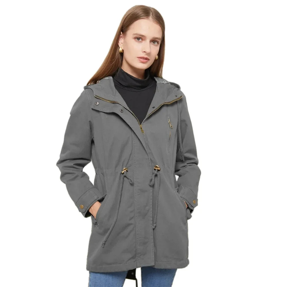 Coupe-vent femmes vêtements coton manteaux imperméables en vrac solide fermeture éclair