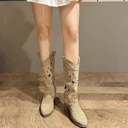 Bottes de cowboy pour femmes, mi-mollet