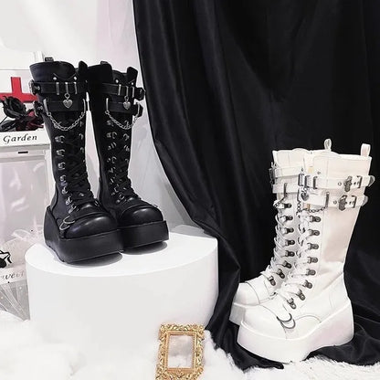 Bottines gothiques à plateforme pour femmes  fermeture éclair