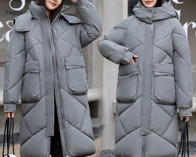 Manteau à capuche solides à grandes poches pour femmes